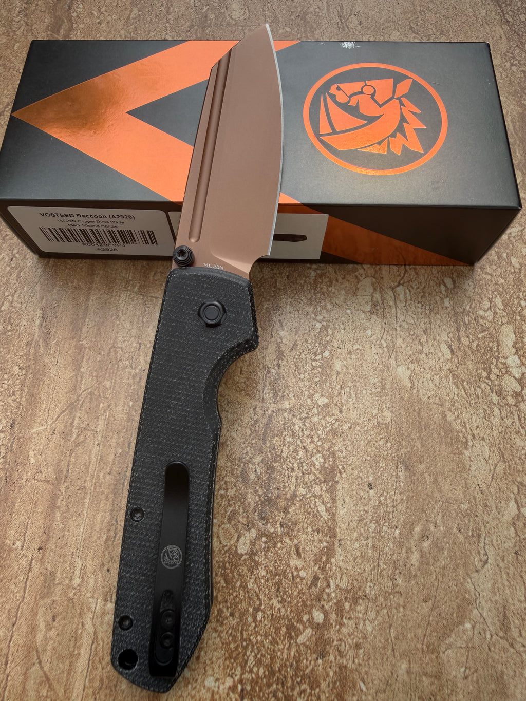 Vosteed Raccoon 2.0 - Top Liner Lock 3.25" 14C28N Blade & Black Micarta Handle A2928