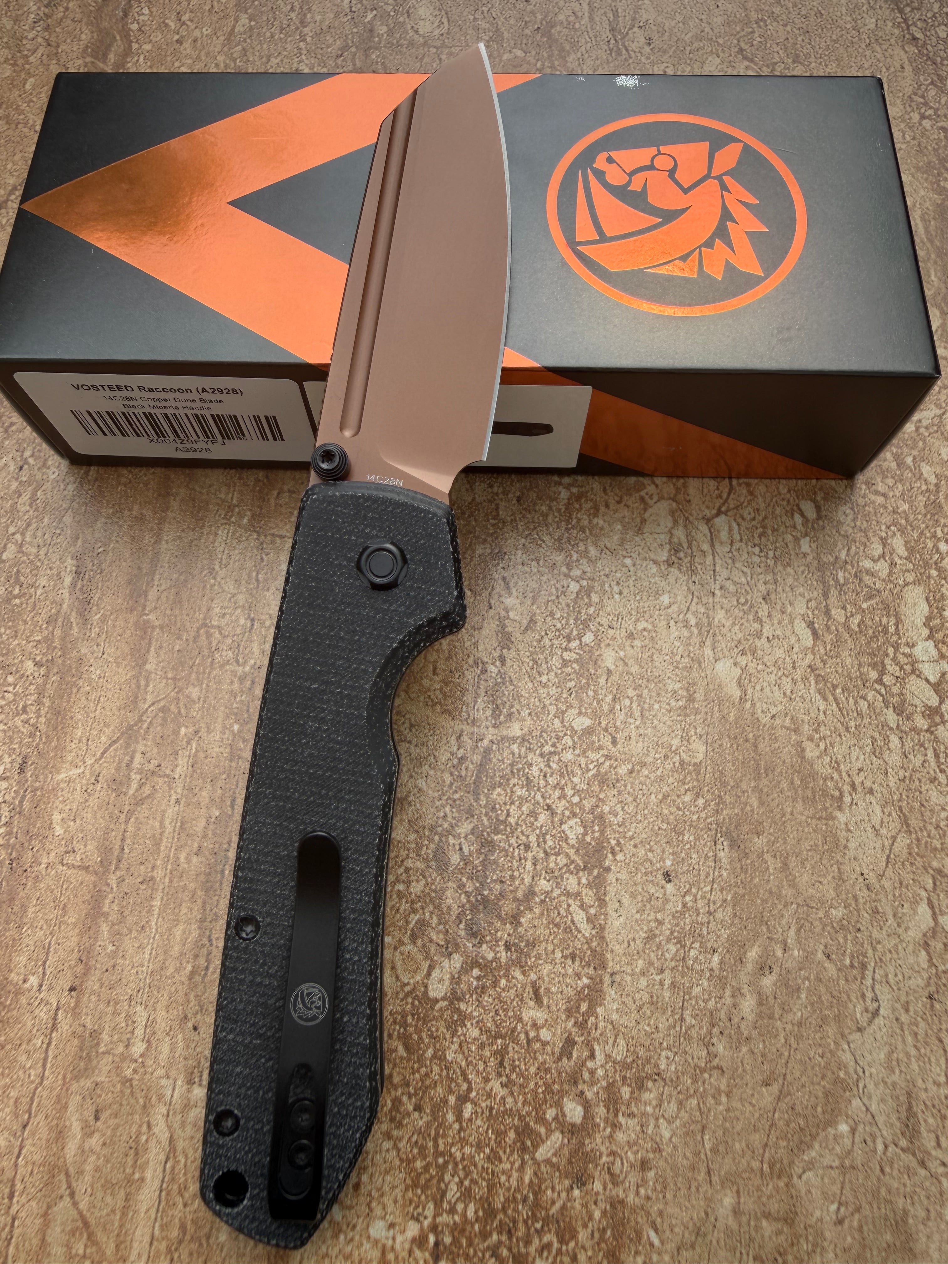 Vosteed Raccoon 2.0 - Top Liner Lock 3.25" 14C28N Blade & Black Micarta Handle A2928