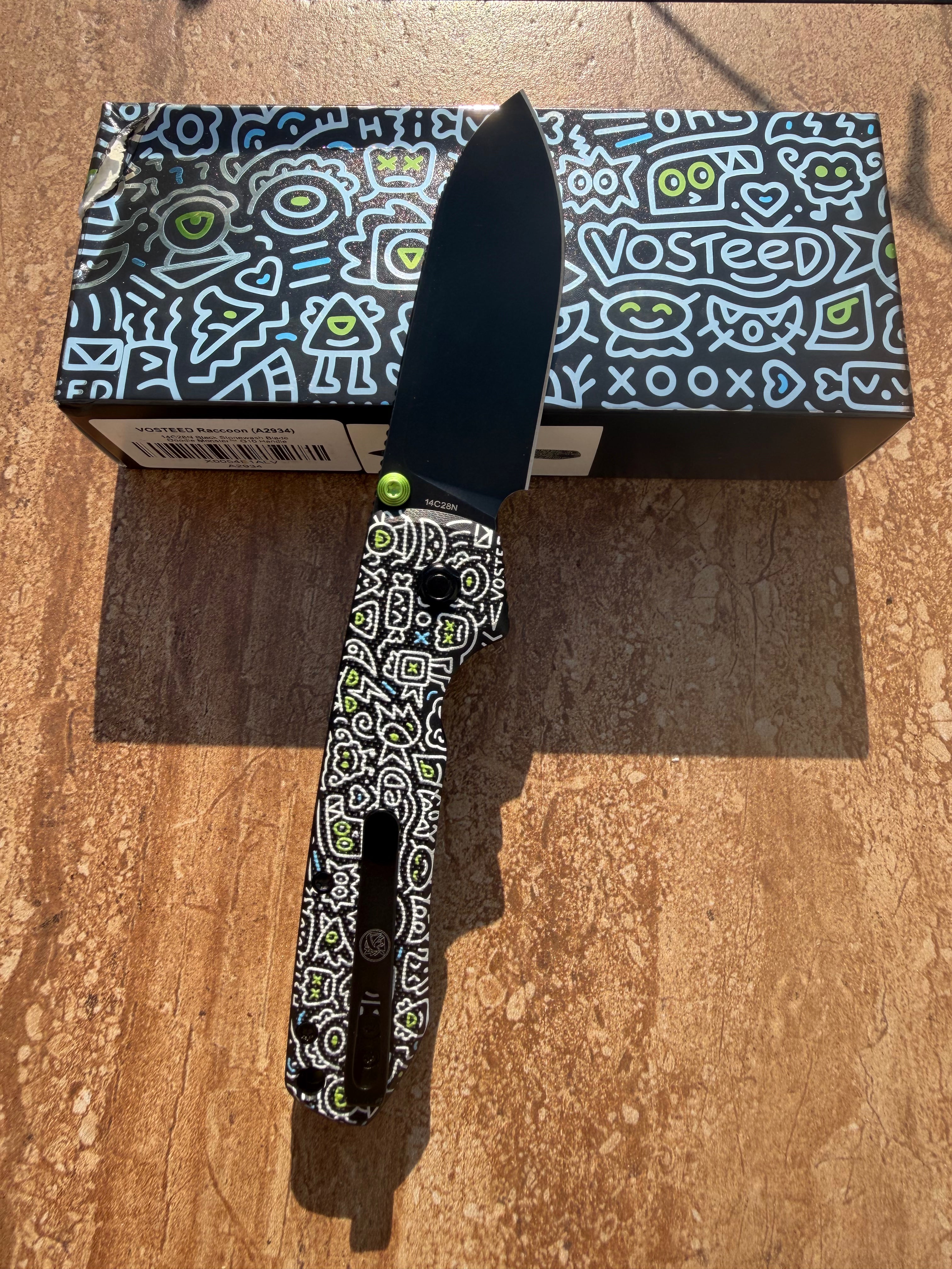 Vosteed Raccoon Top Liner Lock 3.25" 14C28N Blade & G10 Handle A2934