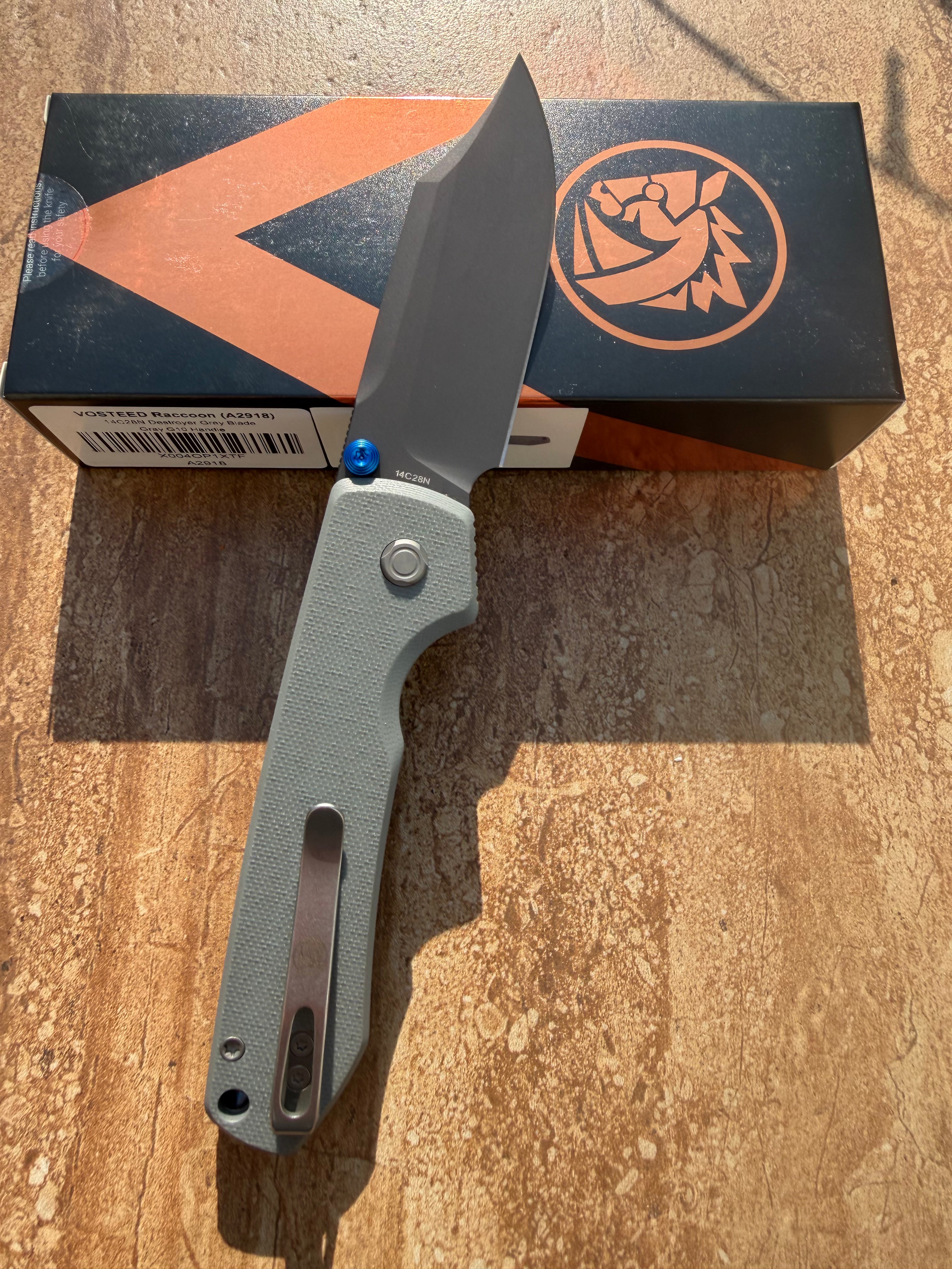 Vosteed Raccoon 2.0 Top Liner Lock 3.25" 14C28N Blade & G10 Handle A2918
